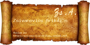 Zsivanovics Arikán névjegykártya